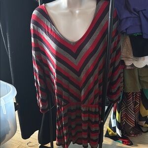 Ella Moss Chevron Striped V-Neck Tunic